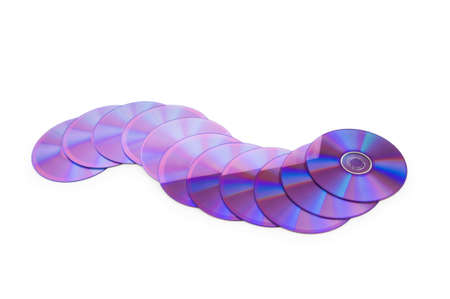 Many DVD's isolated on the white backgroundの写真素材
