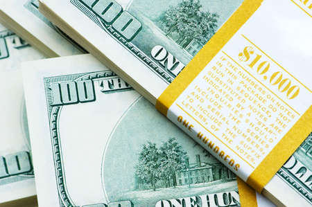 Close up of ten thousand pack isolated on the white