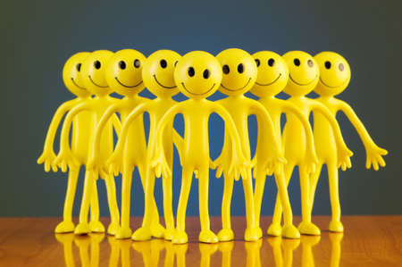 Leadership concept with smilies against gradient backgroundの写真素材