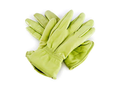 Leather gloves isolated on the white backgroundの写真素材
