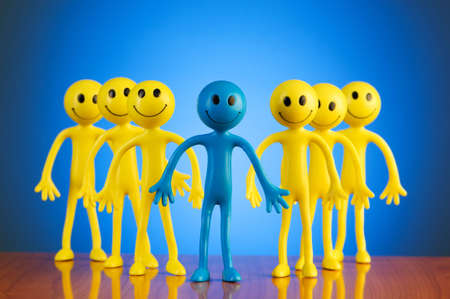 Leadership concept with smilies against gradient backgroundの写真素材