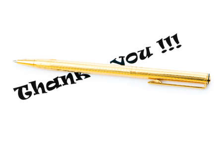 Thank you message and pen on whiteの写真素材