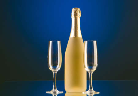 Champagne against color gradient backgroundの写真素材