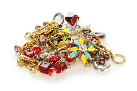 Various jewellery isolated on the white の写真素材