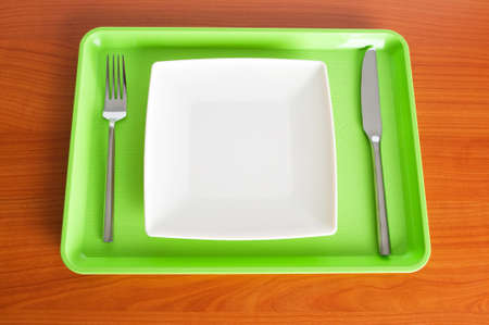 Set of utensils arranged on the tableの写真素材