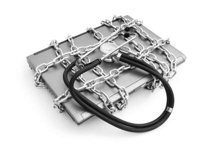 Computer security concept with laptop and stethoscopeの写真素材