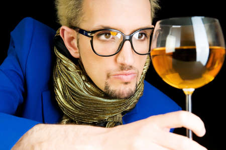 Man with blue jacket in studio shooting