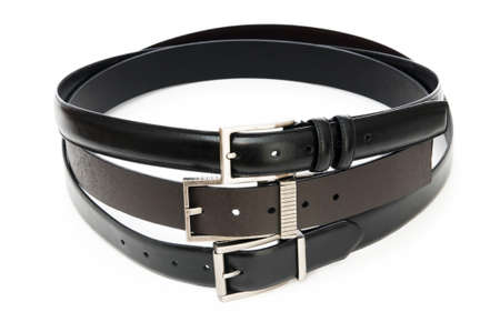 Leather belt isolated on the white backgroundの写真素材