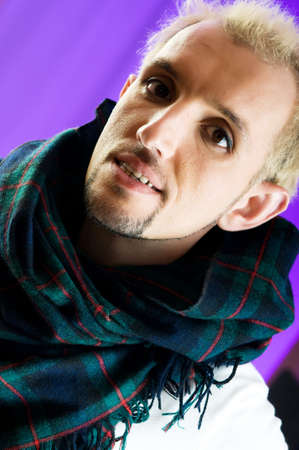 Man with glasses in studio shootingの写真素材