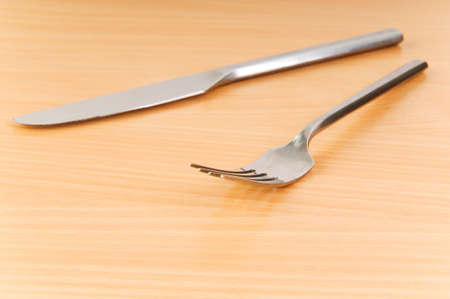 Table utensils on the wooden tableの写真素材