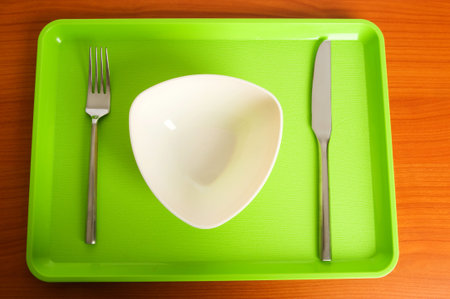 Set of utensils arranged on the tableの写真素材