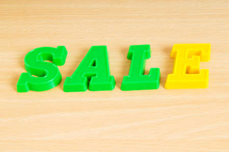 The word sale made of plastic lettersの写真素材