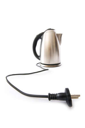 Shiny kettle isolated on the white backgroundの写真素材