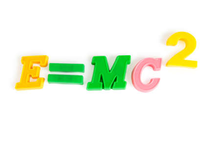 Famous einstein formula made of plastic numbersの写真素材