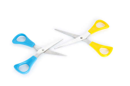 Pair of scissors isolated on the white backgroundの写真素材