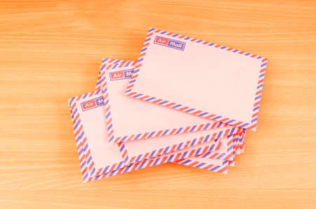 Mail concept with many envelopes on the tableの写真素材