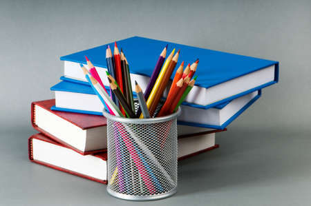 Back to school concept with books and pencils