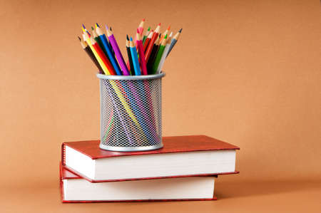 Back to school concept with books and pencilsの写真素材