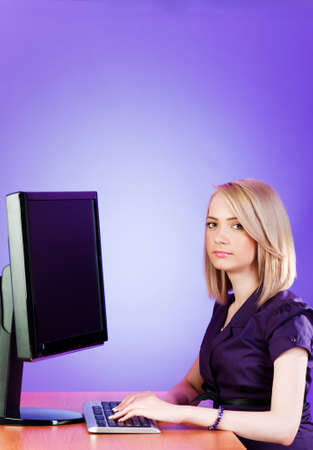 Student working at the computerの写真素材