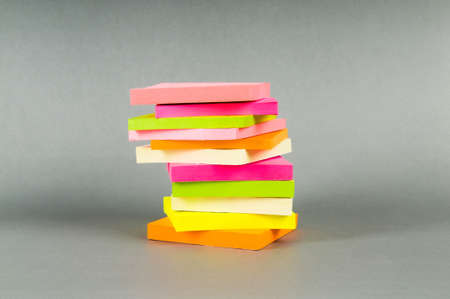 Colorful reminder notes on the color backgroundの写真素材