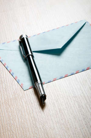 Mail concept with many envelopes on the tableの写真素材