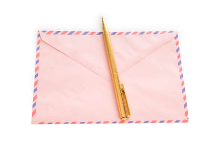 Mail concept with many envelopes on the tableの写真素材