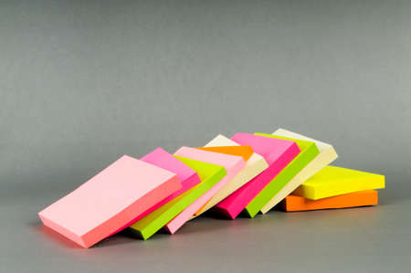 Colorful reminder notes on the color backgroundの写真素材