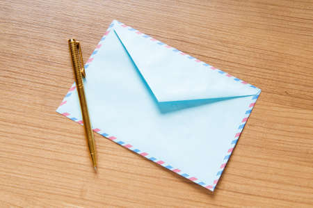 Mail concept with many envelopes on the tableの写真素材