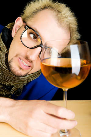 Man with blue jacket in studio shootingの写真素材