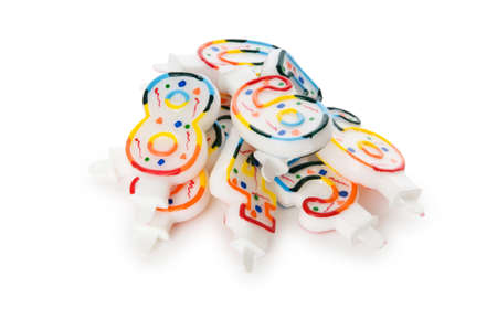 Birthday candles isolated on the white backgroundの写真素材