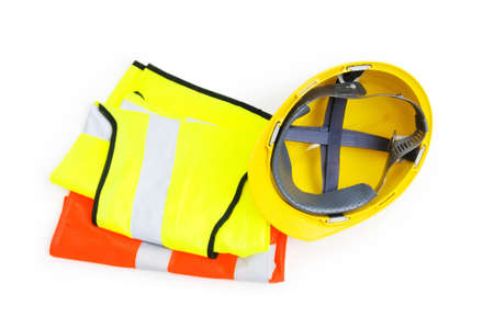 Orange vest and hardhat isolated on the white