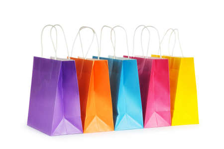 Shopping bags isolated on the white backgroundの写真素材