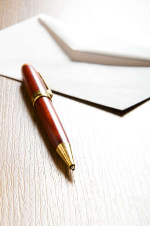 Mail concept with many envelopes on the tableの写真素材