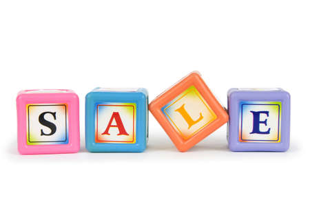 Blocks with Sale word isolated on whiteの写真素材