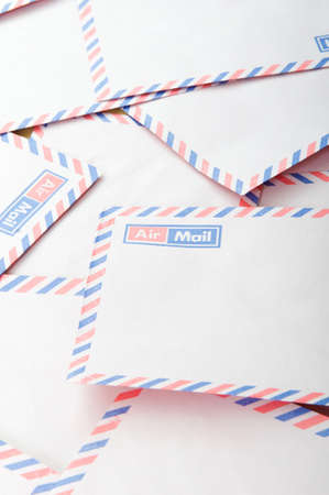 Mail concept with many envelopes on the tableの写真素材