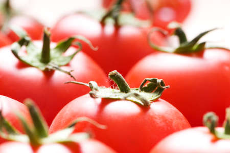 Red tomatoes arranged at the market standの写真素材