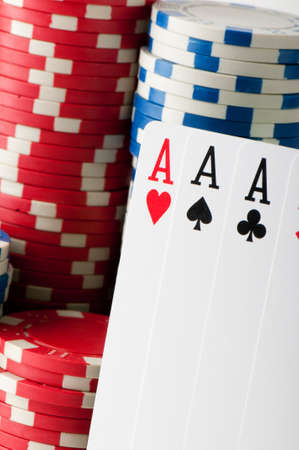 Stack of various casino chips - gambling concept
