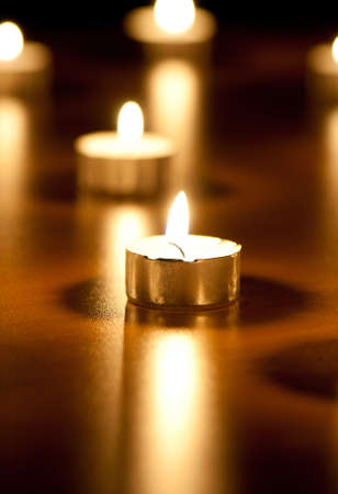Many burning candles with shallow depth of fieldの写真素材