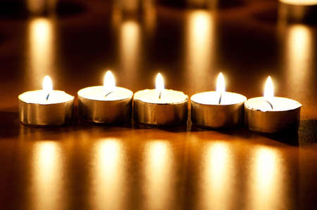 Many burning candles with shallow depth of fieldの写真素材