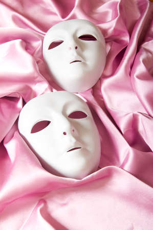 Theatre concept with the white plastic masksの写真素材