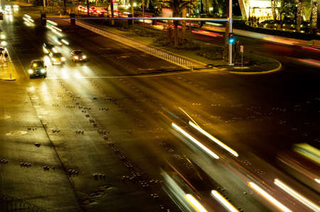 Moving traffic and car lights in the evening
