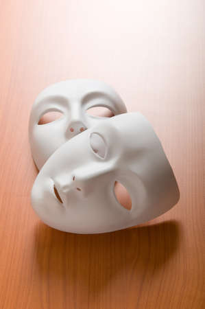 Theatre concept with the white plastic masksの写真素材