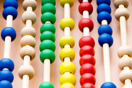 Education concept - Abacus with many colorful beadsの写真素材
