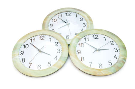 Round clocks isolated on the white background