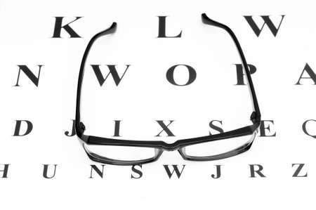 Optical reading glasses on the eyesight tableの写真素材