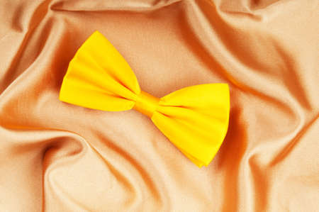 Bow ties on the bright satin backgroundの写真素材