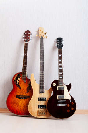 Musical concept with wooden guitarの写真素材