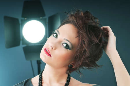 Fashion beauty concept with girl in studio
