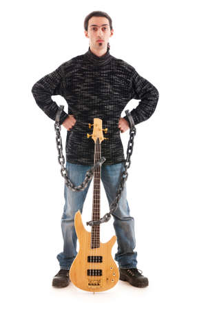 Guitar player isolated on the white background