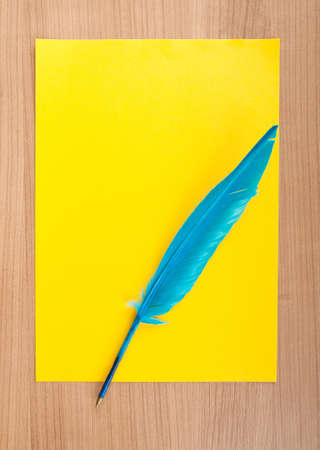 Paper and feather in vintage writing conceptの写真素材